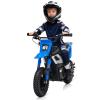 24V 350W Kids Motorcycle, 13.67 Mph Max Speed Kids Electric Bike, Dirt Bike with Rear Wheel Suspension, Music, 12 Miles Range, Twist Grip Throttle, Metal Suspension, Rubber Tire, Leather Seats, Blue view 1