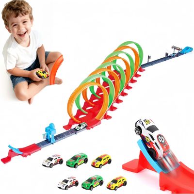 Kiapeak Slot Car Race Track Sets with 8 x 360 Loops & 6 High-Speed Cars,Car Race Track Sets for Kids 3-5 4-8 8-12, Racing Game Car Toys Gifts for Boys Girls Birthday,Christmas