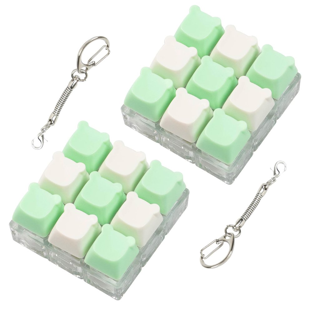 2 Pcs Keyboard Fidget Toy, Cute Fidget Clicker Keyboard Keychain, 9 Keys Loud Keyboard Fidget for Adult to Relife Stress Pass Time