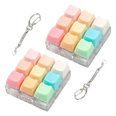 2 Pcs Keyboard Fidget Toy, Cute Cat Shape Clicker Fidgets, 9 Keys Decompression Keyboard Fidget Keychain for Adults Relieve Stress and Anxiety