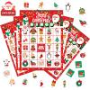 HJHFMY Family Bingo Game for 24 Players - Jumbo 7x5 Cards, Thick Cardboard & Glossy Finish - Christmas Party Favors & Card Games for Family, Class, Office - Christmas Games for Kids with Guide view 1
