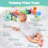 AWOTOY Baby Toys 6-12 Months Music Caterpillar Infant Toys Stuffed Animals 0-3-6 Months Teething Tummy Time Sensory Toys with Mirror Rattle&Pull String for Boys Girls Birthday Gifts|Tiffany Blue,Leafy view 2
