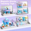 QOUBAI 45PCS Mini Magnetic Building Blocks Travel Toys, Magnet Cubes Tiles Set with Case, Birthday Classroom Learning Gifts for Kids Toddlers, Boys & Girls Ages 3-8 (Ice World) view 3