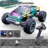 1:10 Scale 4WD High-Speed RC Racing Car 38KM/H with LED Lights 2.4G Remote Control for Off-Road Enthusiasts Gift (C8821 Green) view 2