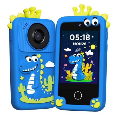 TICTIKY Kids Smart Phone Camera, Christmas Birthday Gifts for Toddler Boys Age 3-10, Kids Toys Dinosaur Cell Phone, Preschool Learning Educational Toys with Audio Books, Musics, Games 32G SD Card