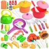 Kids Kitchen Playset, 66PCS Toddler Pretend Cooking Toys with Pots and Pans, Play Food, Utensils,Cookware, Play Food Set,Cutting Toys Fruit Veges,Educational Role Play Set for Toddlers Boys Girls view 1