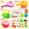 Kids Kitchen Playset, 66PCS Toddler Pretend Cooking Toys with Pots and Pans, Play Food, Utensils,Cookware, Play Food Set,Cutting Toys Fruit Veges,Educational Role Play Set for Toddlers Boys Girls view 2