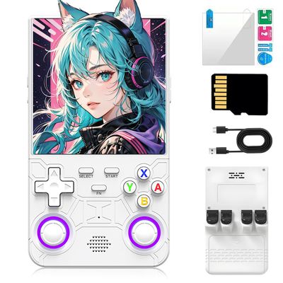R36 Ultra Handheld Game Console, 4 Inch IPS Screen Open Source Portable Linux Video Game Consoles, 128GB Retro Video Gaming Player Support 25 Emulators