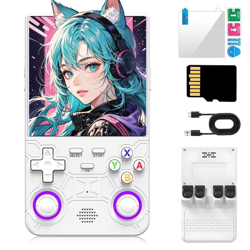 R36 Ultra Handheld Game Console, 4 Inch IPS Screen Open Source Portable Linux Video Game Consoles, 128GB Retro Video Gaming Player Support 25 Emulators