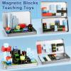 QOUBAI 45PCS Mini Magnetic Building Blocks Travel Toys, Magnet Cubes Tiles Set with Case, Birthday Classroom Learning Gifts for Kids Toddlers, Boys & Girls Ages 3-8 (Traffic Road) view 3