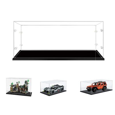 3MM Thick Clear Acrylic Display Case-Assemble Countertop Box, Thicken Base, DustProof, for Collectibles, Lego42172 42143 42096 42156 42115(Black, 60x30x20cm/24x12x8in)