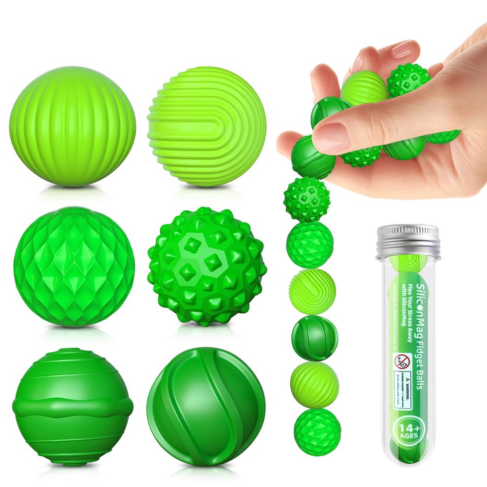 Silicone Sensory Fidget Toys for Adults,6-Pack Stress Relief Sensory Toys for Autism ADHD Anxiety,Fun Textures Gadgets,Office Desk Toy,Stocking Stuffers for Women Men Gift