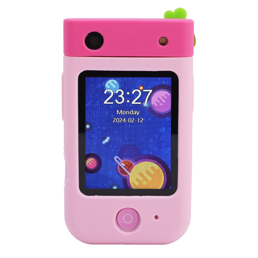 VELATEMOR Kids Smart Phone for Girls Boys, 2.8 Inch 180 Flip Touchscreen Camera 1080P Video Portable Toddler Learning Play Toy with Puzzle Games Alarm Clock Flashlight (Rabbit Pink)