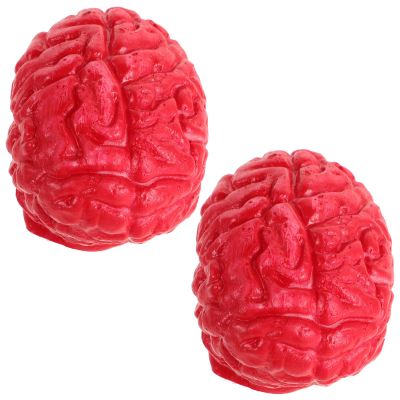 2pcs Fake Human Brains Halloween Props, Realistic Latex Brain Body Parts for Halloween Party Decoration