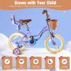 RULLY Donut 12 Inch Girls Bike for Ages 3-5, Toddler Bike with Training Wheels, Basket, Doll Seat, Kids Bicycle Purple, Beginner Bike view 2