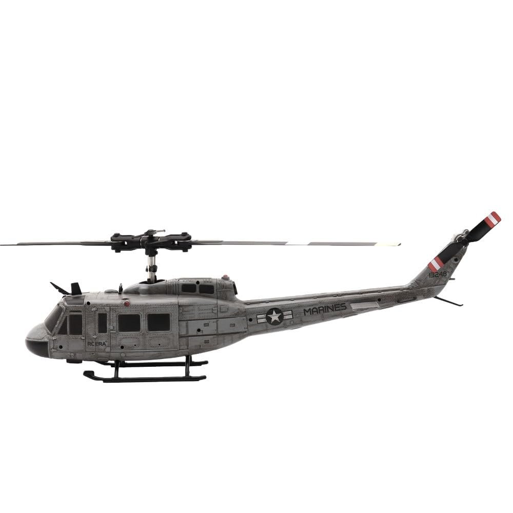 RC ERA C032 Huey UH1 6CH 100 Size Electric Micro RC Helicopter RTF Optical Sensor & Upgraded Transmitter - Remote Control Helicopter for Beginners, Adults (Weathered Marines)
