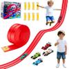 16 Ft Race Track Set with Heavy-Duty Suction Cups | Portable Roll-Up Ramp Design | Compatible with Hot Wheels & 1:64 Diecast Cars | Flexible Car Racetrack Toy view 1
