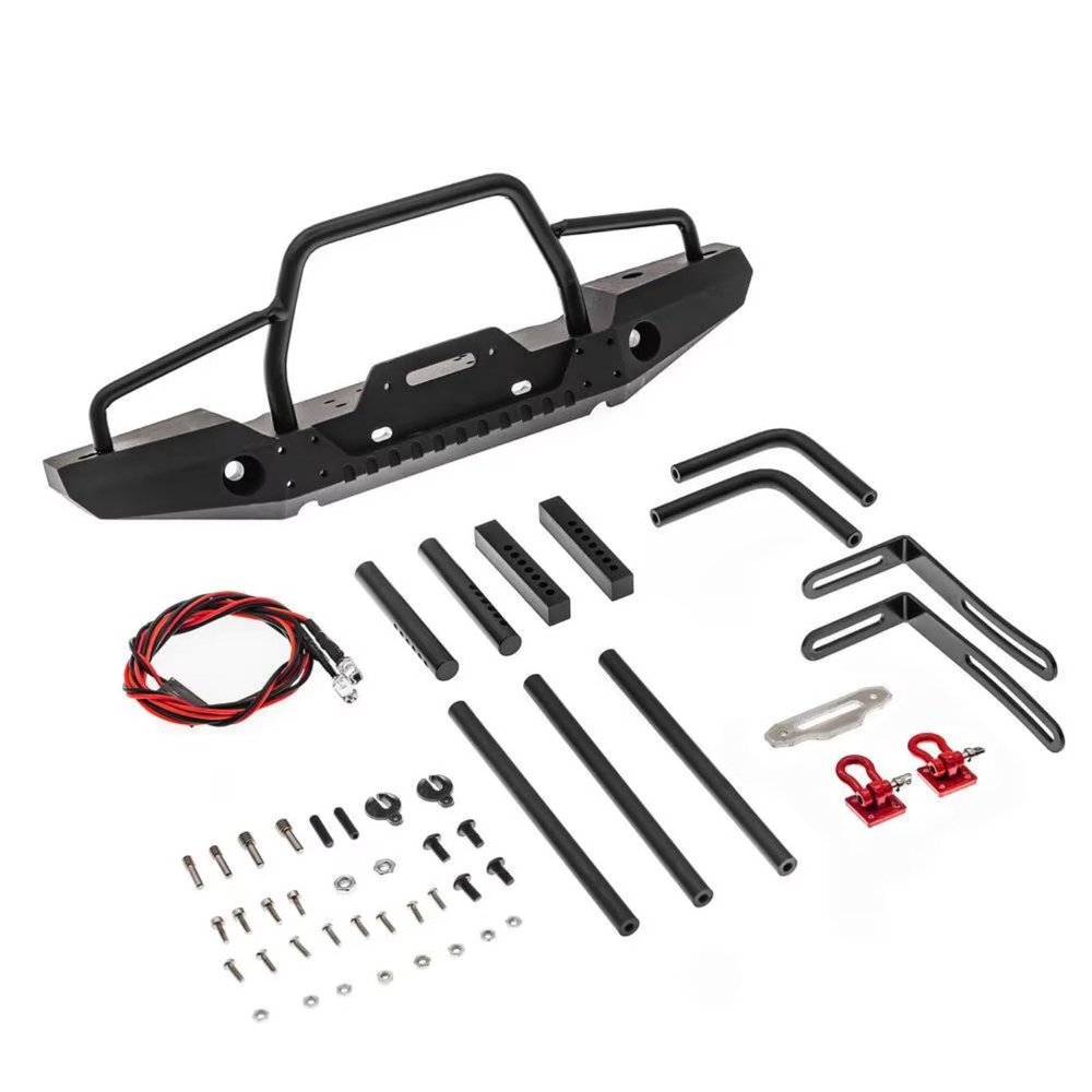 For Axial For Defender For TRX-4 For SCX10 D90 D110 90046 1/10 Metal Front Bumper With Light RC Crawler Car Upgrade Parts Bumper Parts