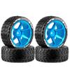 1/10 RC On Road Tires OD 2.55'' and Aluminium Street Wheels 4PCS 12mm Hex Touring Tyres for 1:10 Rally Racing Drift Car Tamiya TT01 TT02 XV01 HPI KYOSHO HSP PTG2 Traxxas TA06 A959 (Blue) view 2