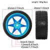1/10 RC On Road Tires OD 2.55'' and Aluminium Street Wheels 4PCS 12mm Hex Touring Tyres for 1:10 Rally Racing Drift Car Tamiya TT01 TT02 XV01 HPI KYOSHO HSP PTG2 Traxxas TA06 A959 (Blue) view 3
