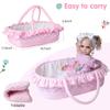12 Pieces Reborn Baby Doll Clothes with Heart Bassinet & Diapers Accessories Set fit 17-24 Inch Girl Dolls Outdoor Dressing Outfit view 4