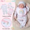 13 Pcs Baby Doll Accessories Set for 17-22 Inch Girl Baby Dolls, Reborn Baby Doll Clothes with Heart Bassinet Pink Basket Newborn Doll Outfits Kids Pretend Play Set view 3