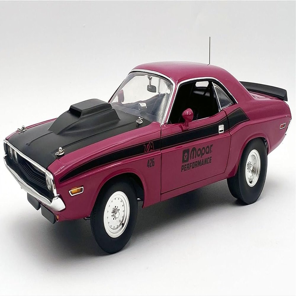 1970 T/A Pro Stock Performance Pink with Black Stripes and Black Hood Limited Edition to 350 Pieces Worldwide 1/18 Diecast Model Car by Acme A1806029