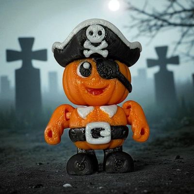Articulated Pumpkin Man, Pirate | Home Dcor and Office Desk Toys | 3D Printed Gift