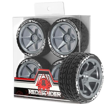 1/10 RC On Road Tires OD 2.55'' and Aluminium Street Wheels 4PCS 12mm Hex Touring Tyres for 1:10 Rally Racing Drift Car Tamiya TT01 TT02 XV01 HPI KYOSHO HSP PTG2 Traxxas TA06 A959 (Titanium)
