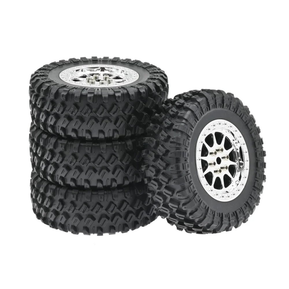 Rc Upgrade Parts For MN90 MN91 MN99 For MN99S For MN82 LC79 1/12 RC Car For Climbing Car Upgrade Part Clip Tire Inner Cotton Tire Modification Accessories(Silver)