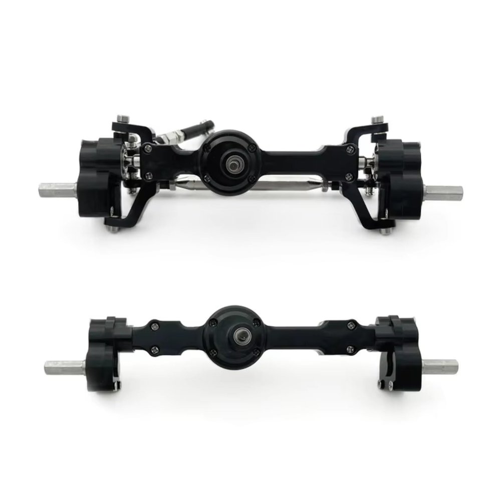 Compatible with MN for MN99S for MN98 D90 D91 D99 D99S MN90 1/12 RC Cars Upgrades Parts CNC Metal Front Rear Portal Axle RC Front Rear Bridge(Black)