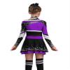 Linjinx Kids Girls Halloween Cheer Leader Uniform Outfits Rhinestone Long Sleeve Cheerleading Crop Top with Skirt Set Purple 10 Years view 2