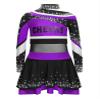 Linjinx Kids Girls Halloween Cheer Leader Uniform Outfits Rhinestone Long Sleeve Cheerleading Crop Top with Skirt Set Purple 10 Years view 3