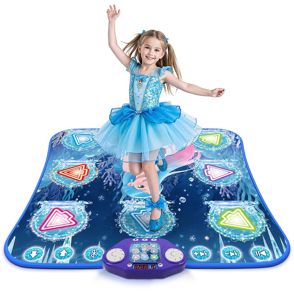 ANNKIE Dance Mat Toys for 3-12 Year Old Girls, Kids Dance Mat with Light Up 8-Buttons & Wireless Bluetooth, Dance Toy with 5 Modes Game, Birthday Xmas Gifts for 3 4 5 6 7 8 9 10+ Year Old Girls Boys