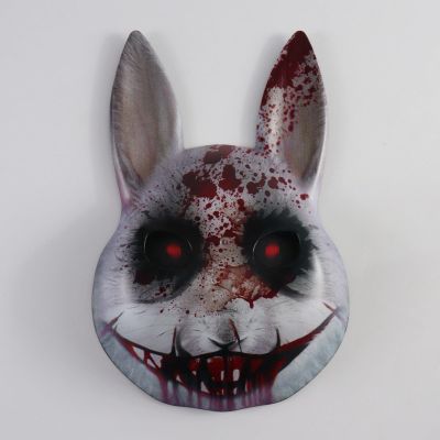 BYSSWENY Halloween Mask Terrifying Bloody Rabbit Face Mask, Rabbit Ear Mask Cosplay Makeup Party Prop