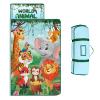Toddler Nap Mat Kids Sleeping Bag 59"24", Soft Slumber Bag with Removable Pillow and Blanket for Kids Girls Boys,Roll Up Sleeping Mat Thick for Camping,Daycare, Kindergarden,Jungle Animals view 1