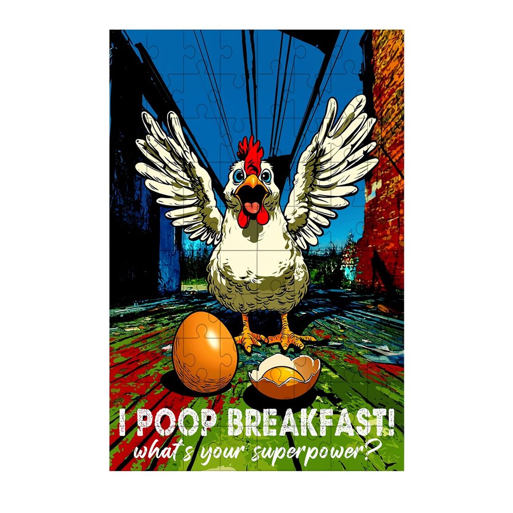 Chicken Gifts 1000 Pieces Jigsaw Puzzle for Adults Kids I Poop Breakfast Whats Your Superpower Intellectual Decompressing Educational Fun Game Puzzle Collectibles Toys for Family Friends Activities