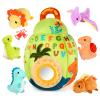 FREYBLI 2-in-1 Baby Sensory Toys Set - Ocean Whale with 6 Animals & Dinosaur Egg with 6 Dinosaurs - Rattle Crinkle Squeaker Mirror - Montessori Developmental Gifts for 6-9-12 Month Developmental, Mont view 4