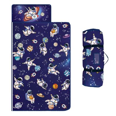 Toddler Nap Mat Kids Sleeping Bag 59"24", Soft Slumber Bag with Removable Pillow and Blanket for Kids Girls Boys,Roll Up Sleeping Mat Thick for Camping,Daycare, Kindergarden,Astronaut