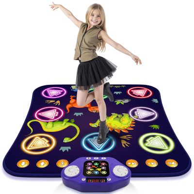 Dance Mat Toys for 3-12 Year Old Girls, Kids Dance Mats with Light Up 8-Buttons & Wireless Bluetooth, Music Dance Toy with 5 Modes Game, Birthday Xmas Gifts for 3 4 5 6 7 8 9 10+ Year Old Girls Boys