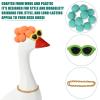 3pcs Mini Desk Goose Outfits, Desk Goose Costume with Sunglasses Hairball Gold Chain & Glue for Statue view 4