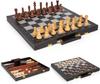 3 in 1 Magnetic Chess Set & Checkers Backgammon Board Game Set, 15" Wooden Folding Chess Board, Tournament Portable Travel Chess Set, Beginner Chess Board Game for Adults & Kids view 1