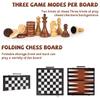 3 in 1 Magnetic Chess Set & Checkers Backgammon Board Game Set, 15" Wooden Folding Chess Board, Tournament Portable Travel Chess Set, Beginner Chess Board Game for Adults & Kids view 3