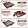 3 in 1 Magnetic Chess Set & Checkers Backgammon Board Game Set, 15" Wooden Folding Chess Board, Tournament Portable Travel Chess Set, Beginner Chess Board Game for Adults & Kids view 4