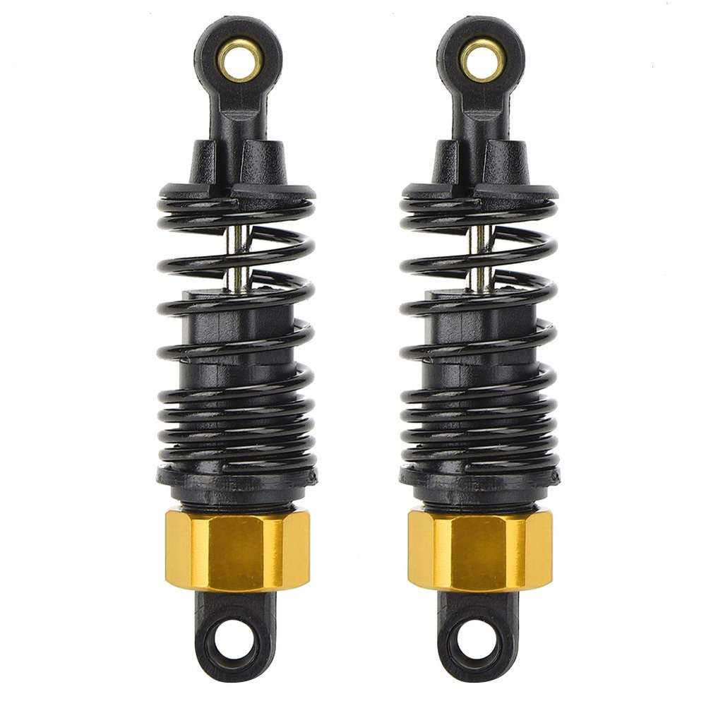 2PCS High Performance Shock Absorber Spring Suspension Tool Durable Metal Shock Absorbers for JLB HSP EM DHK HPI 1/10 RC Car Accessories Black Red Golden Blue Sliver Purple (Golden)