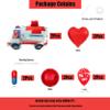 10PCS Ambulance Balloons Party Decorations - 29'' EMS Cartoon balloons, 18'' Heart Red Foil, 12'' Latex, Pill Balloons Double-Sided | Kids Birthday, Nurse, Hospital Party supplies view 2