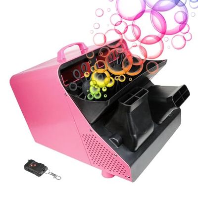 Upgraded Bubble Machine for Weddings & Events | 300W Dual Wheel Blower with Remote Control | Adjustable Speed (800-20K BPM) | 2.5L Tank, 30-90 Angle, Black