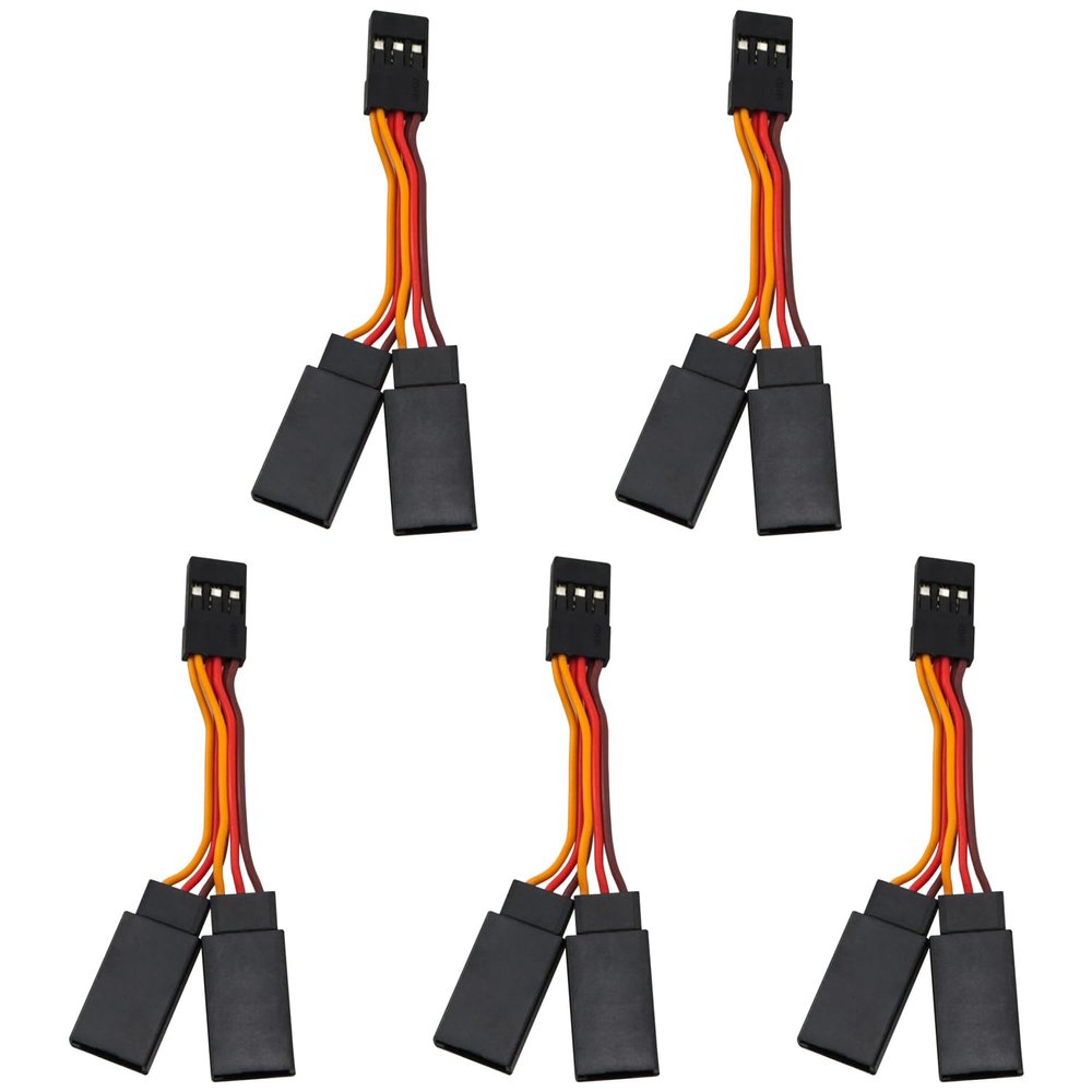 BLLNDX 5PCS Multi Function Servo Y Splitter Cable 1 Male Connector to 2 Female Connectors 7cm Extension Cable for Remote Controlled Model Aircraft Cars Drones and Boats