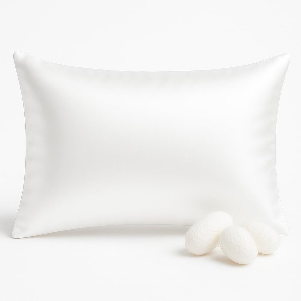 100% Mulberry Silk Toddler Pillowcase 13x18, Both Sides 19 Momme Natural Silk Pillow Cover for Hair and Skin, Soft Smooth Breathable Hypoallergenic Kids Pillow Slip (White)