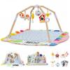 Kizfarm Baby Play Gym Mat, 5 Developmental Zones Wooden Tummy Time Mat, Baby Activity Mat with 5 Detachable Sensory Toys, Stage-Based Development from Newborn Infant, Baby Essentials Shower Gift view 1